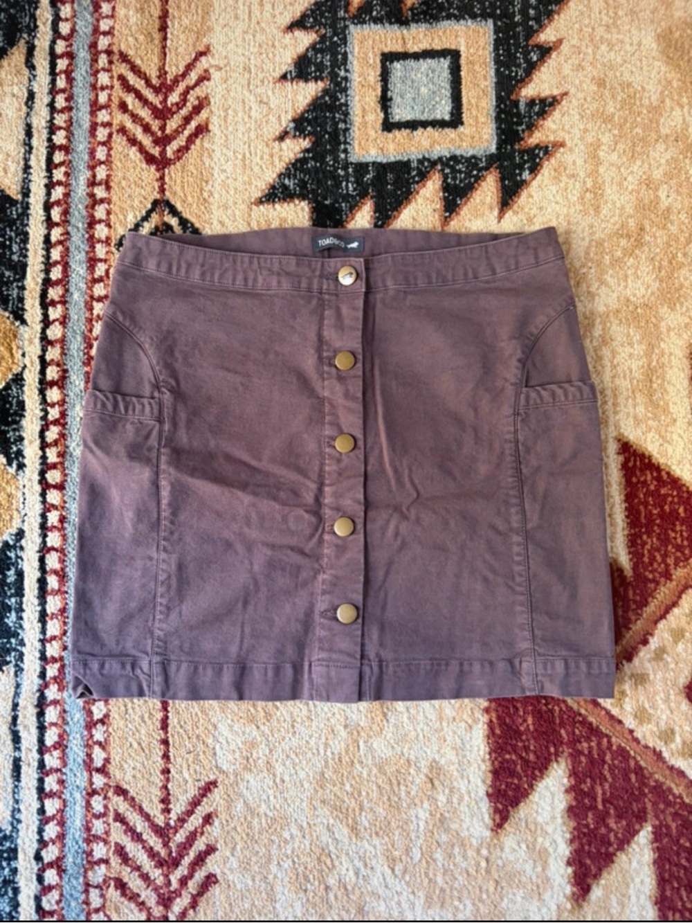 Toad&Co Mauve Button-Front Mini Skirt